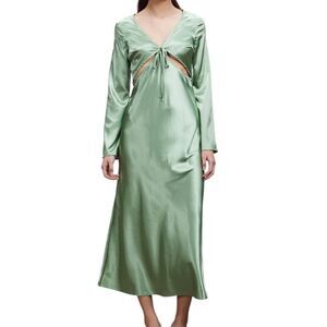 Topshop Green Midi Dress Occasion Satin Cut Out Midi Dress New Size 8